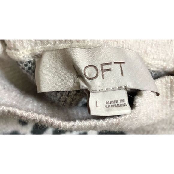 Loft Leopard Turtleneck Wool Blend Sweater Dress size L - Picture 11 of 12